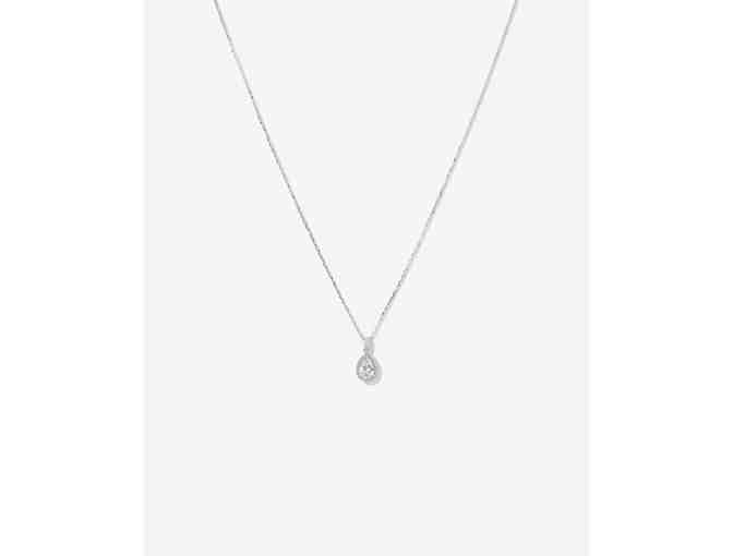 Pear Cubic Zirconia Halo Pendant Necklace in Sterling Silver