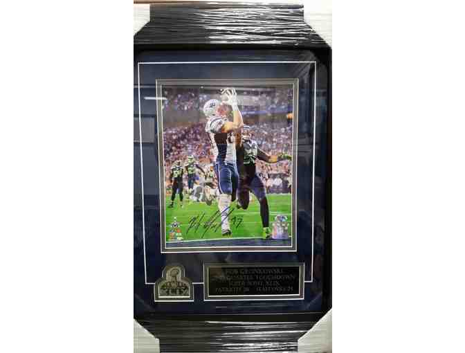Signed Gronk Superbowl Catch with hologram, SB logo and plate