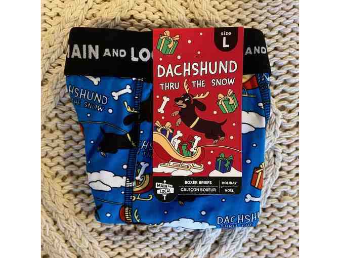 Men's Boxer Briefs, Size L, Dachshund thru the Snow! - Photo 4