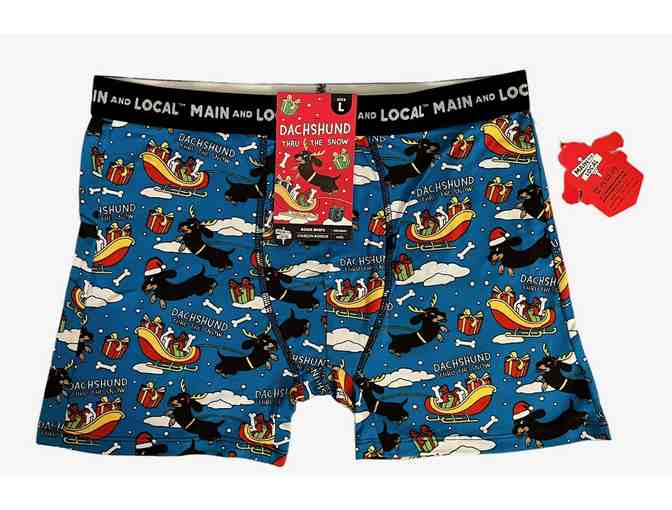 Men's Boxer Briefs, Size L, Dachshund thru the Snow! - Photo 1