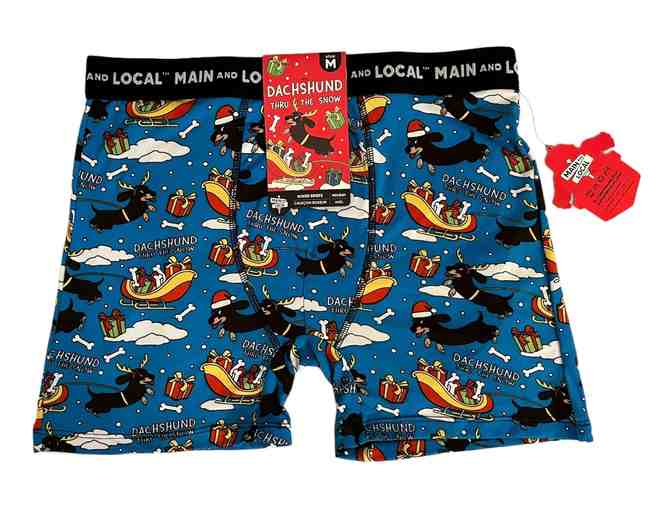 Men's Boxer Briefs, Size M, Dachshund thru the Snow! - Photo 1