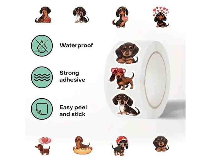 Dachshund stickers - 500 to a roll!