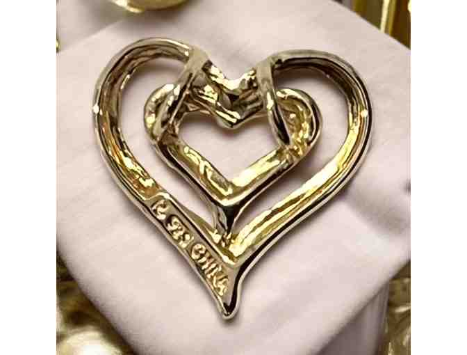 Two-tone Heart Pendant (no chain) - Stamped Sterling Silver - 18k gold overlay