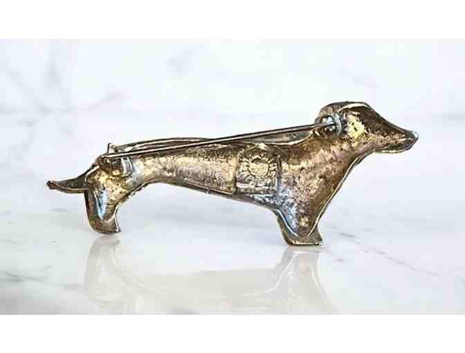 Vtg 80s Signed Taxco D'Molina Sterling Silver Dachshund Brooch