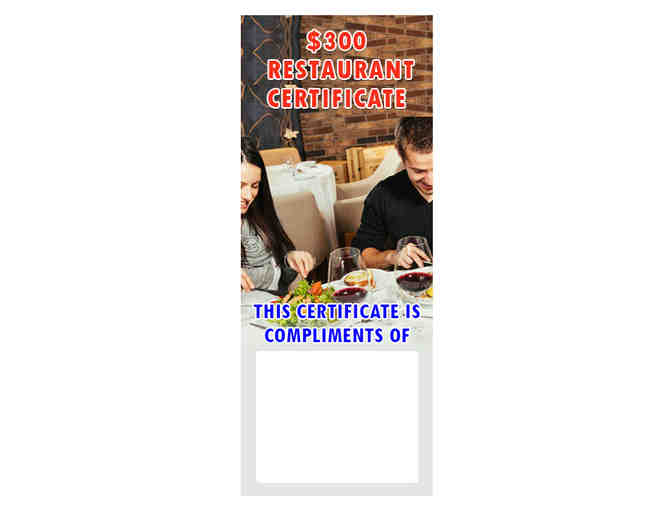 $500 Restaurant Certificates - FREE