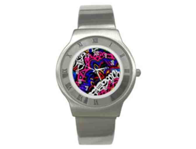 *'ART WATCH':  Stainless Steel UNISEX time piece:  'ALIENS AND POP ARTISTS'