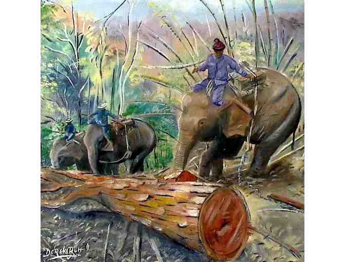 'Logging Elephants Northern Thailand' by Artist Derek Rutt