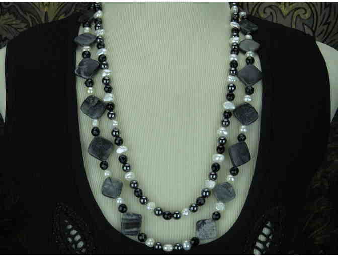 #99 by BeJeweled: 1/KIND, HANDCRAFTED NECKLACE W/SEMI PRECIOUS GEMS! 'TUXEDO JUNCTION'