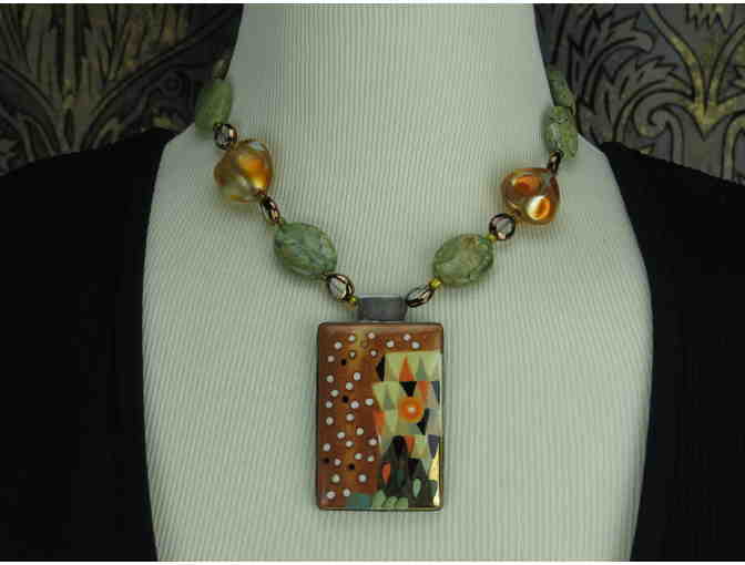 1/Kind! Unforgettable Necklace features Genuine Picture Jasper,  Onyx and Art Pendant!