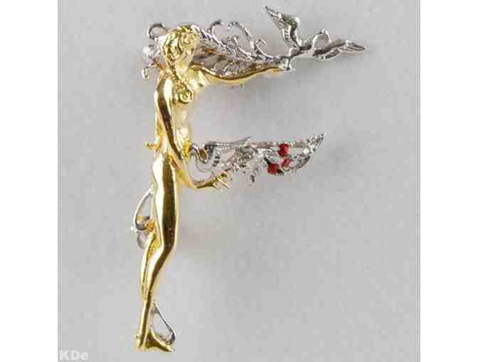 From the 'Father Of Art Deco', Collectible Art to Wear: ERTE 'F' Pendant/Brooch