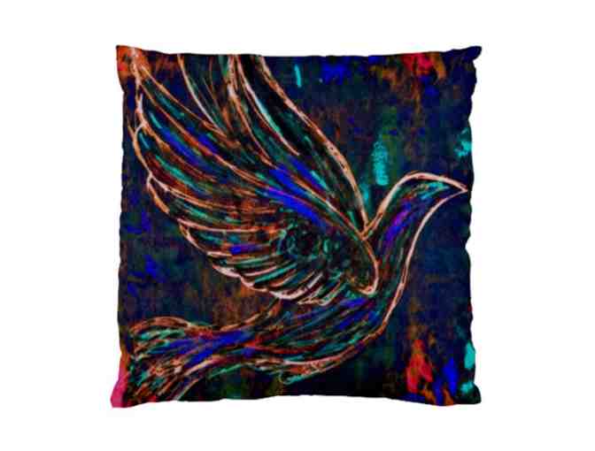 ! 2 SIDED ART DELUXE CUSHION CASE(S) + A3 GICLEE PRINT!:  'PEACE, LOVE, DOVE' BY WBK
