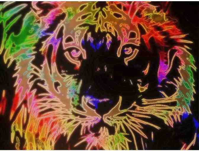 ! 2 SIDED ART DELUXE CUSHION CASE(S) +A3 GICLEE PRINT!: 'NEON TIGER' BY WBK