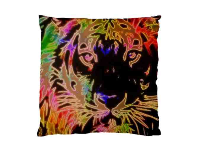 ! 2 SIDED ART DELUXE CUSHION CASE(S) +A3 GICLEE PRINT!: 'NEON TIGER' BY WBK