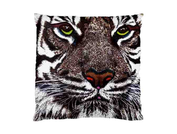 !2 SIDED ART DELUXE CUSHION CASE(S) + A3 GICLEE PRINT: 'WHITE BENGAL' BY WBK