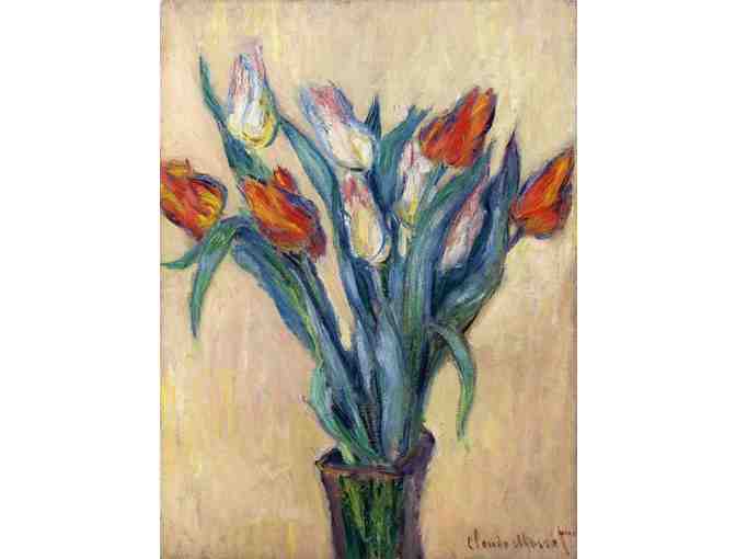 'Vase Of Tulips' by Claude MONET:  FREE Leather ART WATCH w/BID!