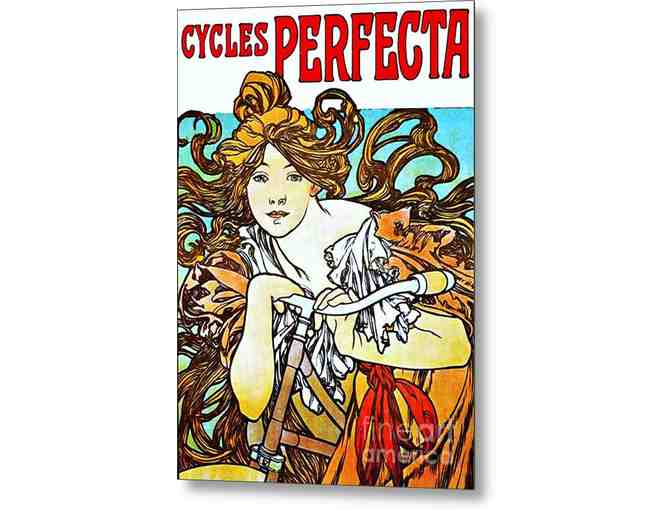 'Cycles Perfecta' by Alphonse Mucha: Unique Metal Print! 21.38'  x  30.00'