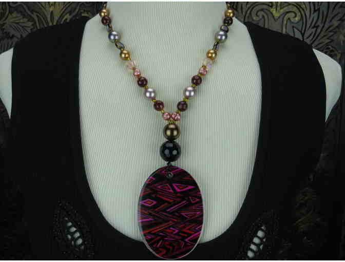 'Pink Diamonds'1/Kind Awesome Necklace: Art Pendant w/South Sea Shell & Freshwater Pearls!