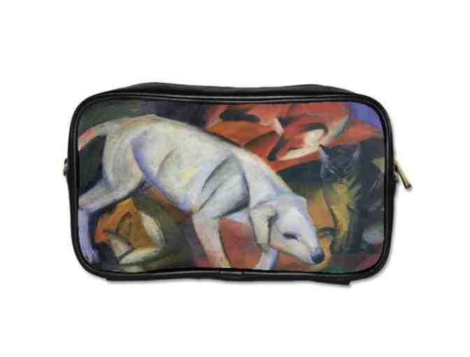 'Three Friends by Franz Marc' UNISEX Leather Essentials Bag w/ART inset, detachable strap!