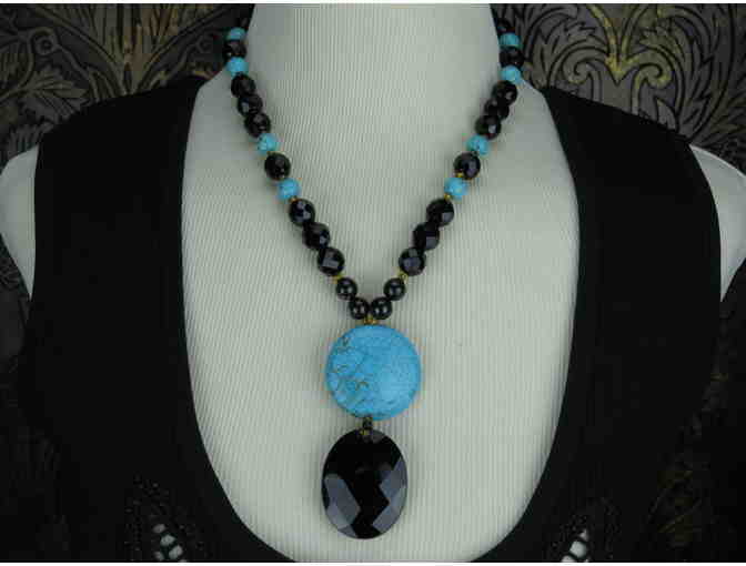 1/KIND Bold and Beautiful Necklace w/Huge Turquoise and Onyx Elements!  Impact?  POW!!