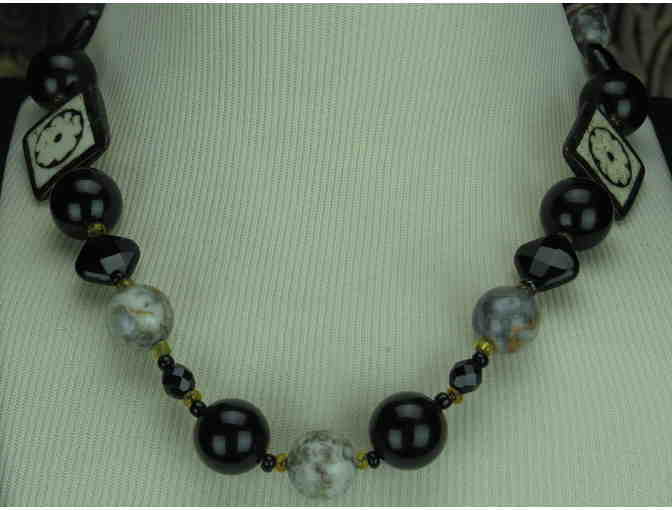 Classy and Classic 1/kind Handcrafted Necklace features Genuine Onyx and Jasper!