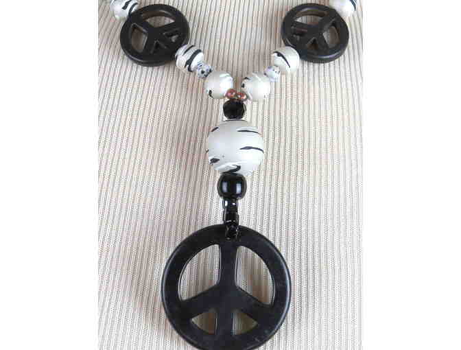 Give Peace a Chance! #466 1/Kind Handcrafted Necklace W/GENUINE HOWLITE PEACE SYMBOLS!