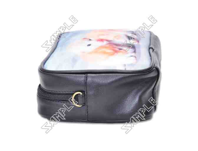 'YEAR OF THE CAT' UNISEX LEATHER ESSENTIALS BAG W/ART INSET, DETACHABLE STRAP