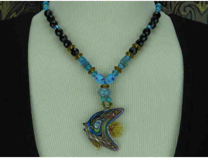 Flirty and Fun!  Star Fish w/ Genuine Onyx, Turquoise and Magnesite: 1/KIND Necklace!