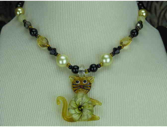 Adorable and Whimsical Necklace w/Genuine Onyx and Citrine!  1/Kind, Handcrafted!
