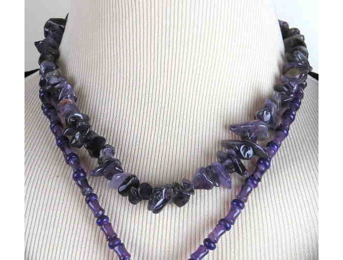 Peace Train  GEMSTONE NECKLACE w/Amethyst, Howlite and Flourite Gems! #378
