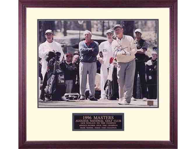 Jack Nicklaus '1996 Masters with Tiger & Arnie' Hand Signed 28x28 Framed Pho