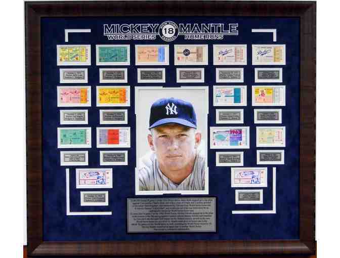 Mickey Mantle 'All-Time World Series Home Run Record' Framed Photograph with Replica Tickets