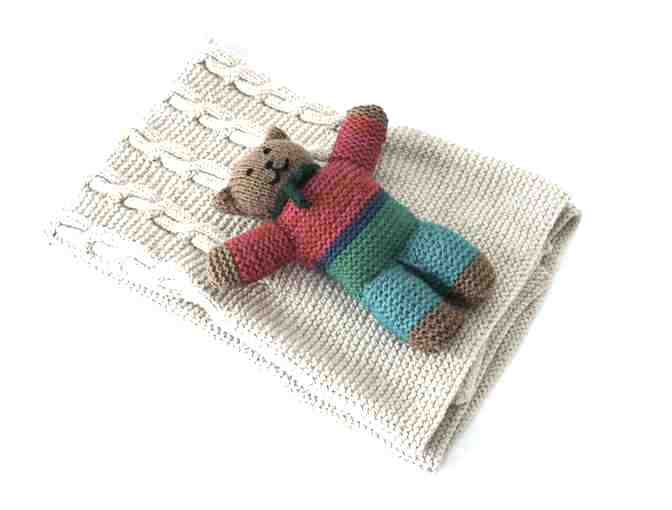 Handknit cat and baby blanket - Photo 1