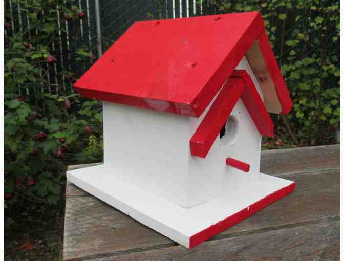 White Bird House with Red Roof