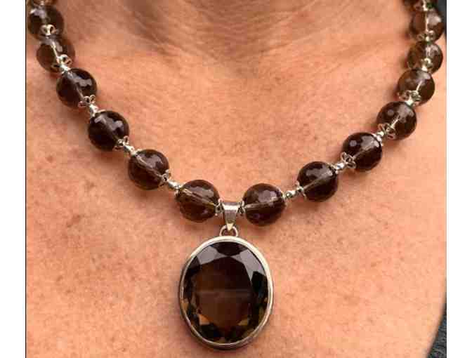 Smokey Quartz Beads with Sterling Silver Necklace