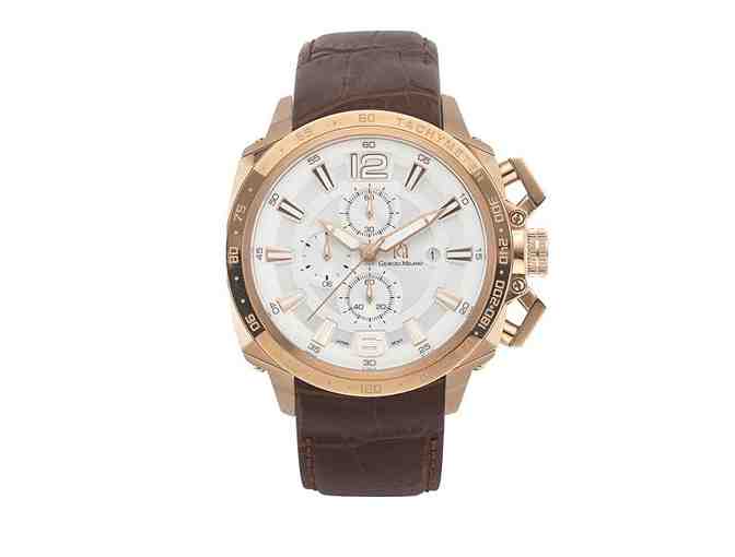 Giorgio Milano Men's Stainless Steel IP Rose with Brown Leather Strap