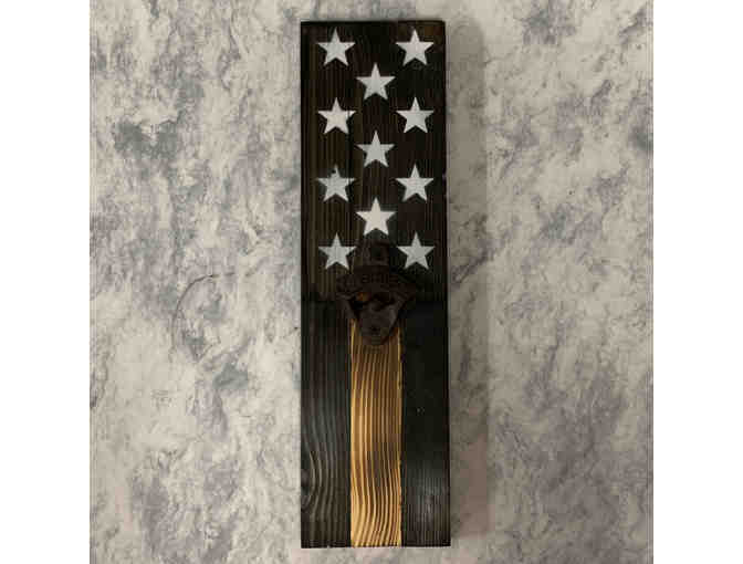 American Flag Wood Hanging Bottle Opener - Noir