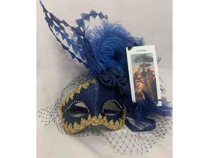 2 Opulent Blue & Gold Venetian Masks - Perfect for Partners!