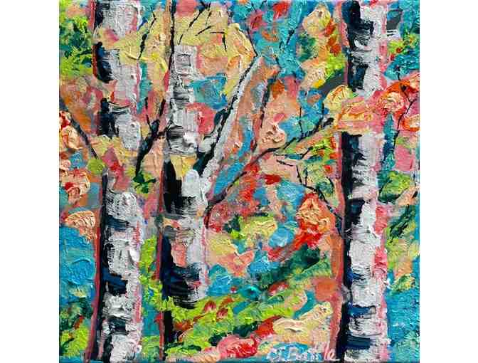 8'x8' Acrylic and Collage Painting 'Resting Birch Phase' by Artist Cecelia Battle