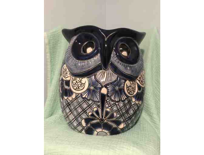 Blue Talavera Owl Planter