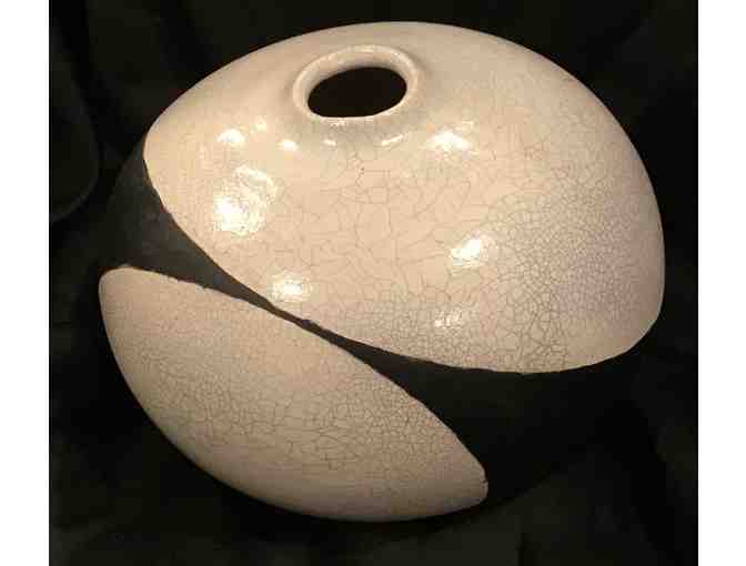 Ceramic Handcrafted Black and White Bubble Vase by Joan Snyder - Photo 1
