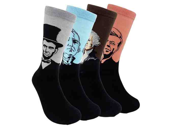 Fun Patterned Dress Socks with the Presidents on them!