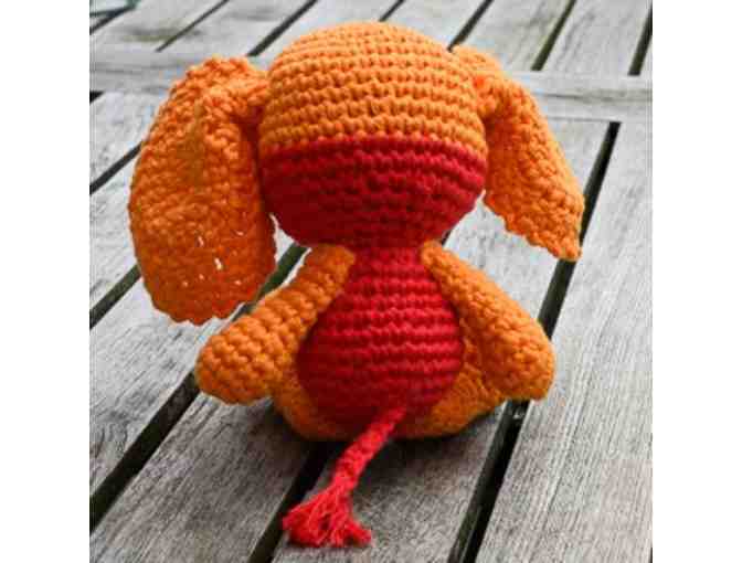 Hand-crocheted Amigurumi Elephant  -  Orange/Red