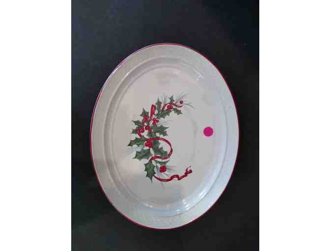Homer Laughlin Gothic Holly Ribbon Christmas Oval Platter