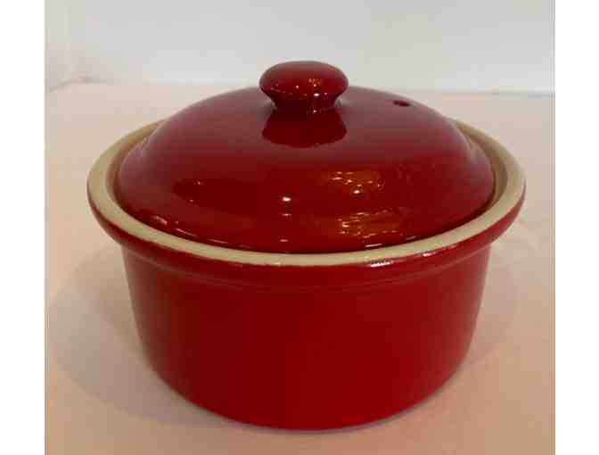 Hall China Red Individual Round Casserole with Lid