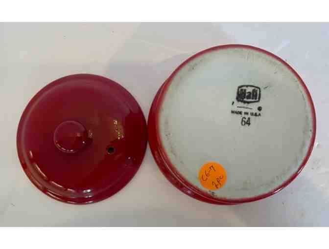 Hall China Red Individual Round Casserole with Lid