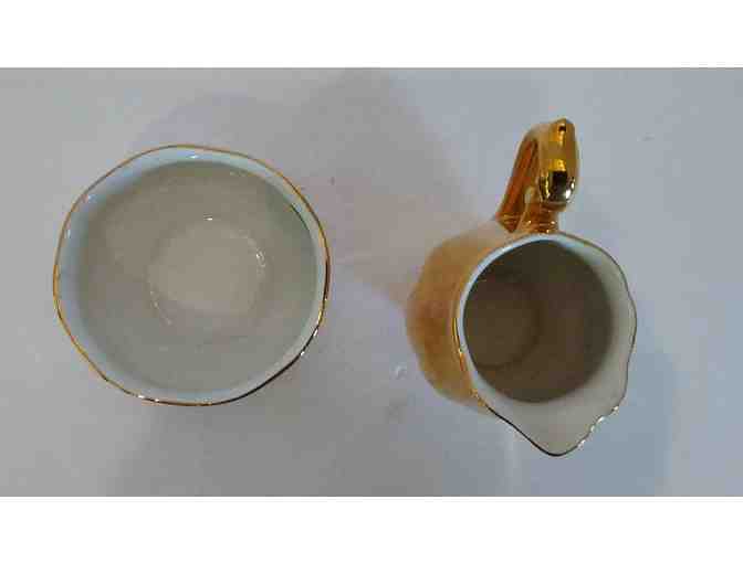 Hall China Golden Glo Coffee Pot, Creamer, & Sugar Bowl, 5 pcs Set