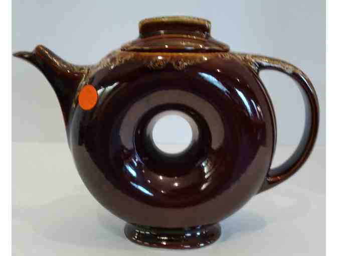 Hall China Donut Teapot Antique Brown Drip with Lid