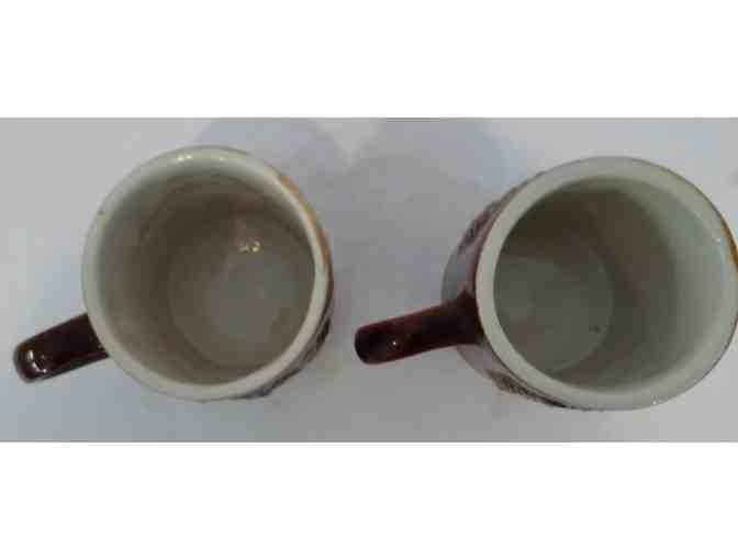 Hall China Brown Mugs Dancing Sailors 2 pcs