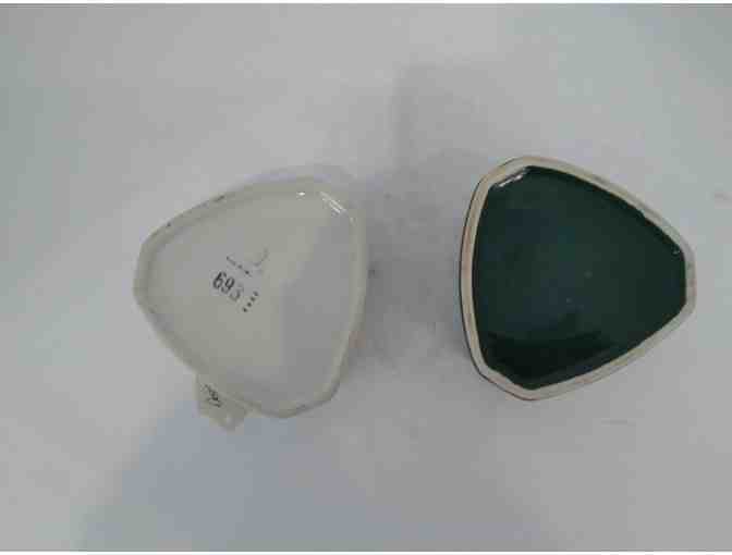 Hall China #693 Ashtray 2 pcs Green & White