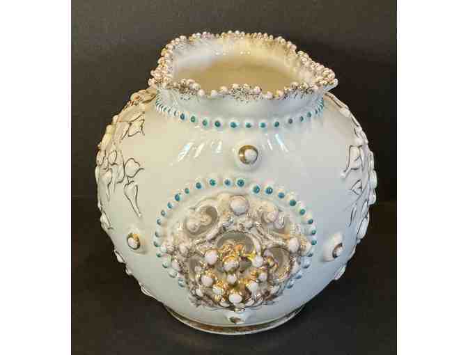 KT&K Lotus Ware Columbia Bowl with Blue Trim